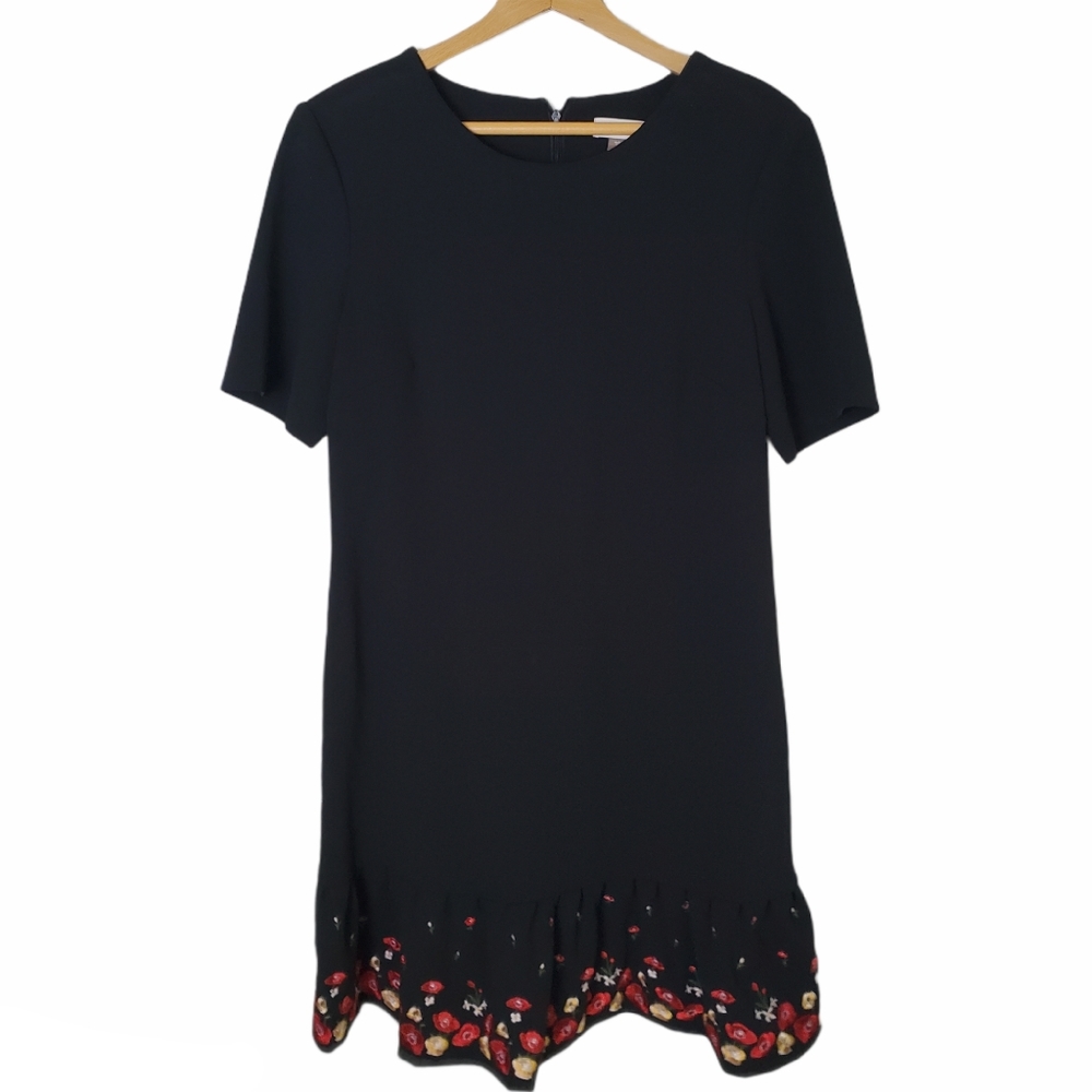 Calvin Klein Embroidered Hem Black Dress